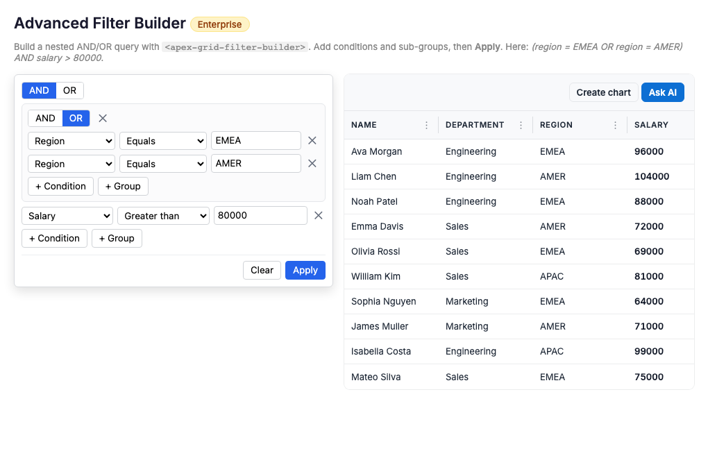 Advanced Filter Builder